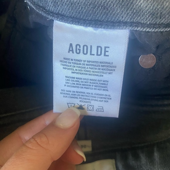 AGOLDE High Rise Crop Straight Fit Jean Washed Column Dark Gray in Sz 26 - Picture 8 of 9